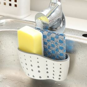 1 Pc Sink Sponge Rack; Sink Organizer Silicone Storage Box; Hangable Multifunctional Drainage Adjustable Shoulder Strap; Sponge Rack - Beige Color