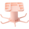 1pc 360 Degrees Rotated Kitchen Hooks; Self Adhesive 6 Hooks Home Wall Door Hook; Handbag Clothes Ties Bag Hanger; Hanging Rack - Pink
