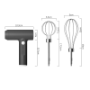 Electric Egg Beater With 2 Wire Beaters Portable Food Blender Whisk 3 Speeds Handheld Food Mixer ,USB Rechargeable Handheld Egg Beater - Black