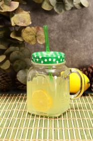 Paşabahçe 80388 Metal Green Cup with Lid, Straw and Handle, 450 cc - Default Title