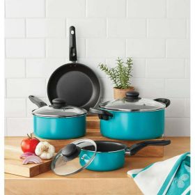 7 Piece Nonstick Cookware Set, Teal - Teal