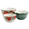Vintage Floral 3-Piece Serving Bowl Set - Multicolor