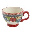 Dazzling Dahlias Red Ceramic 4-Piece Mug Set - Red