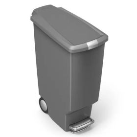 40L Slim Plastic Step Trash Can - Gray