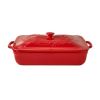Fancy Flourish Rectangular Stoneware Casserole with Lid - red
