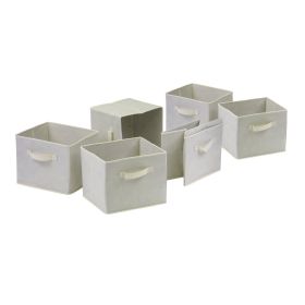 Capri Set of 6 Foldable Beige Fabric Baskets - 82611