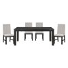Antique Black Finish Modern Dining 5pc Set Rectangular Table and 4 Upholstered Chairs Textured Gray Wooden Dining Room Furniture - as Pic