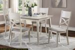 Antique White Finish 5pc Dining Set Rectangular Table and 4 Side Chairs Wooden Dining Kitchen Furniture Breakfast Modern Dining Set - as Pic