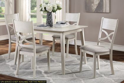 Antique White Finish 5pc Dining Set Rectangular Table and 4 Side Chairs Wooden Dining Kitchen Furniture Breakfast Modern Dining Set - as Pic