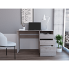 DEPOT E-SHOP Kenai 3 Drawers Computer Desk, One Shelf, Light Gray - as Pic