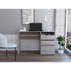 DEPOT E-SHOP Kenai 3 Drawers Computer Desk, One Shelf, Light Gray - as Pic