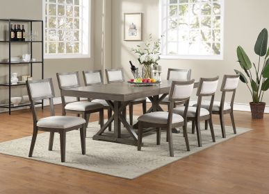 Contemporary Dining Room Furniture Dining Table w Leaf Ash Gray Large Family 9pc Dining Set 8x Side Chairs - as Pic