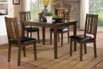 Dark Brown Cherry Finish 5pc Dining Set Table with 4 Chairs Black Faux Leather Upholstery Wooden Kitchen Funiture Dinette Set - as Pic