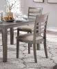 Beautiful Gray Finish 5pc Dining Set Table and 4 Side Chairs Set Fabric Upholstery Wooden Furniture Kitchen Dining Set - as Pic