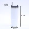 1pc Stainless Steel Vacuum Mug; Home; Office Or Car Vacuum Flask; Insulation Cup With Straw; Insulated Tumbler - Blue