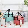 1pc Thicker Portable Thermal Ice Bag; Oxford Handle Lunch Box Bag; Outdoor Lunch Bag - Sky Blue