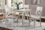 Antique White Finish 5pc Dining Set Rectangular Table and 4 Side Chairs Wooden Dining Kitchen Furniture Breakfast Modern Dining Set - as Pic