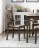Charcoal Brown Finish 5PC Dining Set Table and 4 Side Chairs X-Back Design Kitchen Dining Furniture Wooden Transitional Breakfast - as Pic