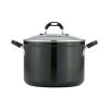 8 Qt Style Gray Non Stick Covered Stock Pot - black