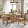 TOPMAX Rustic 5-Piece Extendable Dining Table Set Round Trestle Table and 4 Cross Back Dining Chairs for Kitchen, Dining Room, Natural - as Pic