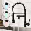 LED Commercial Kitchen Faucet with Pull Down Sprayer, Single Handle Single Lever Kitchen Sink Faucet - as Pic