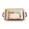 Fancy Flourish 2-Piece Rectangular Ceramic Baker Set - Multi