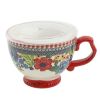 Dazzling Dahlias Red Ceramic 4-Piece Mug Set - Red
