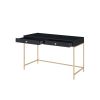 ACME Ottey Writing Desk, Black High Gloss & Gold Finish 93540 - as Pic