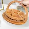 Bamboo Foldable Fruit Storage Basket Creative Collapsible Fruit Candy Plate Nuts Snacks StorageTray Home Decoration Gift Basket - apple
