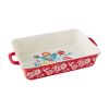 Sweet Romance Blossoms Red, Teal 2-Piece Rectangular Ceramic Baking Dish - Multicolor
