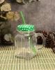 Paşabahçe 80388 Metal Green Cup with Lid, Straw and Handle, 450 cc - Default Title