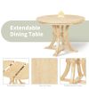TOPMAX 5-Piece Rustic Round Pedestal Extendable Dining Table Set with 15.7" Removable Leaf and Simple Dining Chirs for Small Places, Natural - as Pic