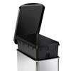 10L Step Trash Can Brushed Stainless Steel with Black Plastic Lid - Black