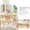 TOPMAX 5-Piece Rustic Round Pedestal Extendable Dining Table Set with 15.7" Removable Leaf and Simple Dining Chirs for Small Places, Natural - as Pic