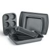 6 Piece Non-Stick Bakeware Sets, Easy for Release and Clean up, Carbon Steel, Gray - Gray