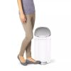 10L Semi-Round Step Trash Can Stainless Steel - White