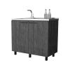 Smokey Oak Utility Sink and Cabinet - as Pic