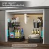 Double Sliding Metal Under Sink Organizer L Shape  - BLACK