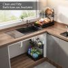 Double Sliding Metal Under Sink Organizer L Shape  - BLACK