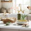 3qt Oven-to-Table Fluted Stoneware Round Baking Dish with Cradle Carrier Cream - white