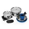22-Piece Mess Kit and Pans Set with Mesh Carrying Bag - Silver