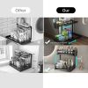 Double Sliding Metal Under Sink Organizer L Shape  - BLACK