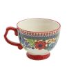 Dazzling Dahlias Red Ceramic 4-Piece Mug Set - Red