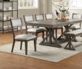 Contemporary Dining Room Furniture Dining Table w Leaf Ash Gray Large Family 9pc Dining Set 8x Side Chairs - as Pic