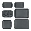 6 Piece Non-Stick Bakeware Sets, Easy for Release and Clean up, Carbon Steel, Gray - Gray