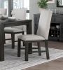 Antique Black Finish Modern 7pc Dining Set Rectangular Table and 6 Upholstered Chairs Textured Gray Wooden Dining Room Furniture - as Pic