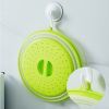 1pc Microwave Splatter Cover; Heating Folding Cover; Silicone Fresh-keeping Cover; Oil-proof Splash-proof Cover With Hook Cooking Lid - Green