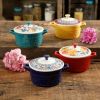 Floral 13-Ounce Assorted Color Casseroles with Lid, Set of 4 - Multicolor
