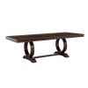 Modern Traditional 7pc Dining Set Table with Extension Leaf and 6 Upholstered Chairs Dark Cherry Finish Wooden Kitchen Dining Furniture - as Pic