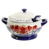 Frontier Rose Cobalt Ceramic 3.17-Quart Soup Tureen with Ladle - Frontier Rose